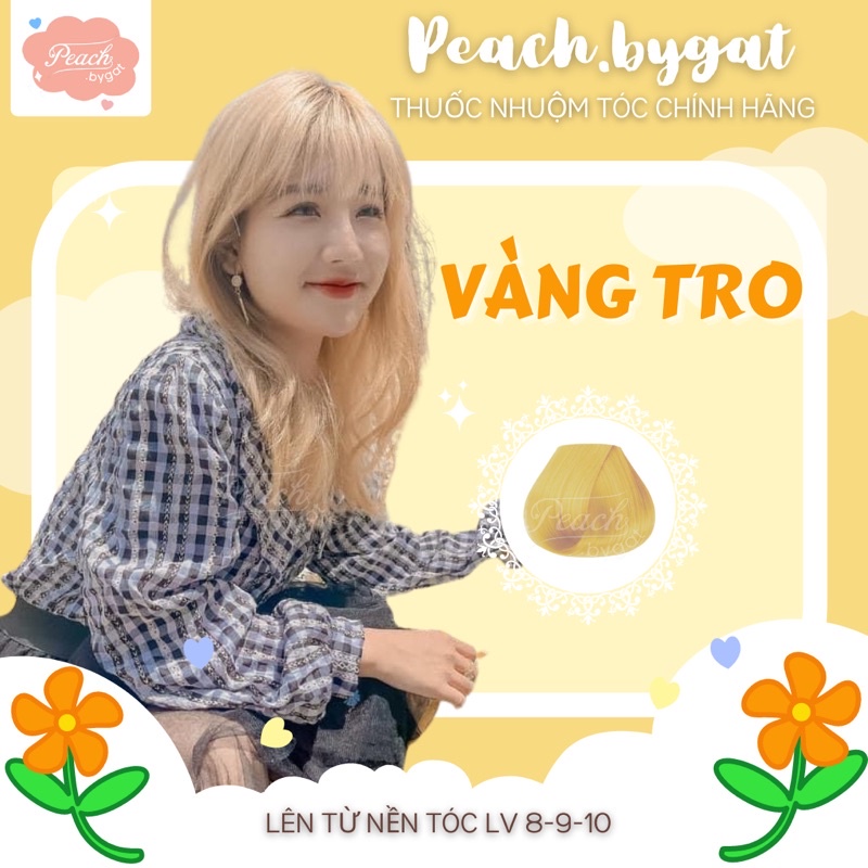 Thuốc Nhuộm tóc VÀNG TRO cần thuốc tẩy tóc của Peach.bygat