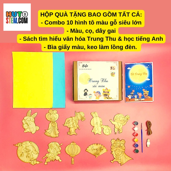 Hộp Quà Tặng Trung Thu Đặc Biệt, Đồ Chơi Tô Màu, Làm Đèn Lồng Trung Thu, Tặng Kèm Màu, Cọ, Trò Chơi Sáng Tạo Cho Bé