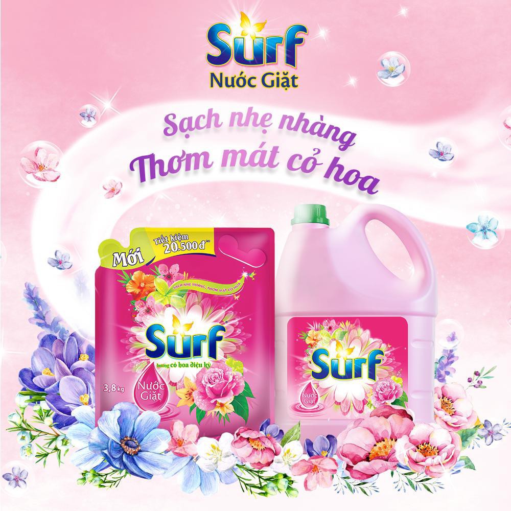 [ GIÁ HỦY DIỆT ] Nước giặt Surf Sương mai dịu mát túi 3.8kg/3.1kg [ VPP GIÁ XƯỞNG ]