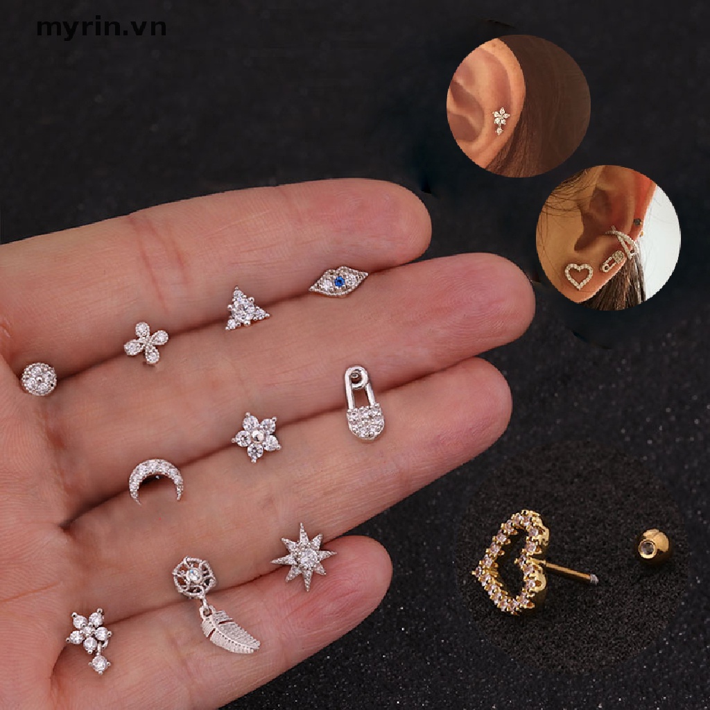 Khuyên Xỏ Sụn Tai / Cơ Thể Đính Đá Pha Lê Thời Trang Cá Tính