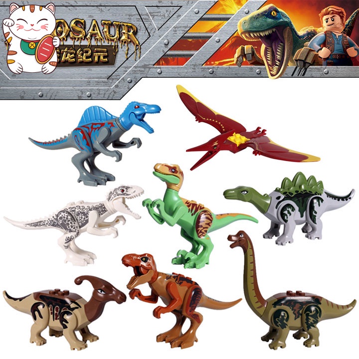 Bộ 8 Khủng Long Nhiều Loài Dinosaur Đồ Chơi Ghép Hình Lắp Ghép Thông Minh Lego YG MOC DIY