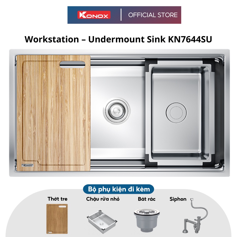 Chậu rửa bát inox KONOX Workstation Sink – Undermount Sink KN7644SU