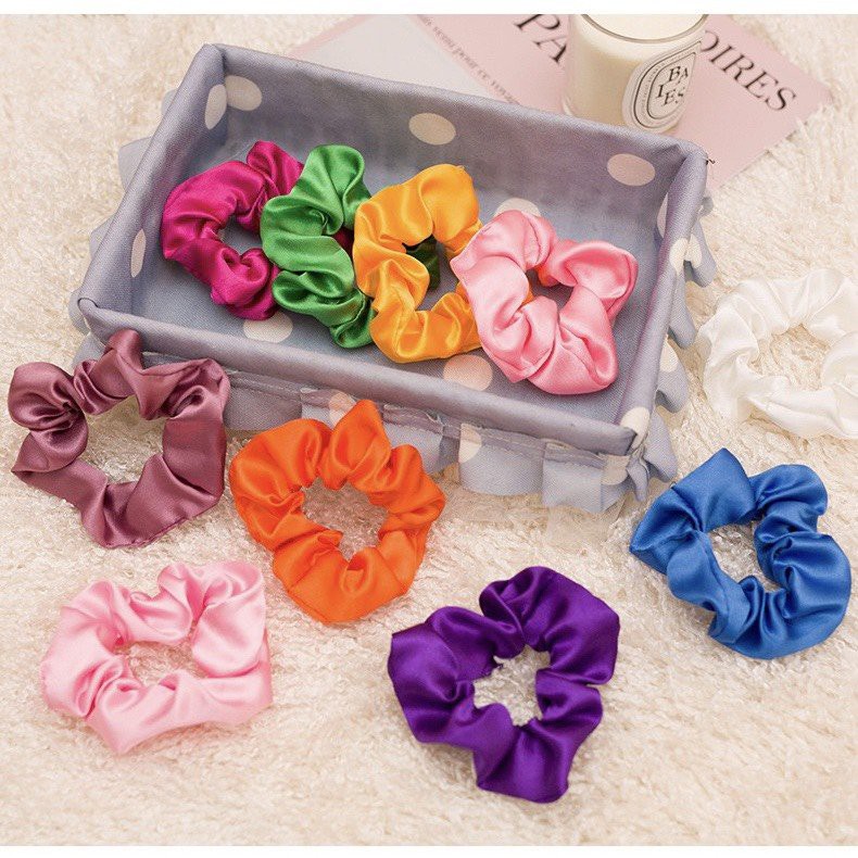 Dây cột tóc vải scrunchies phi bóng phong cách Hàn Quốc SC17