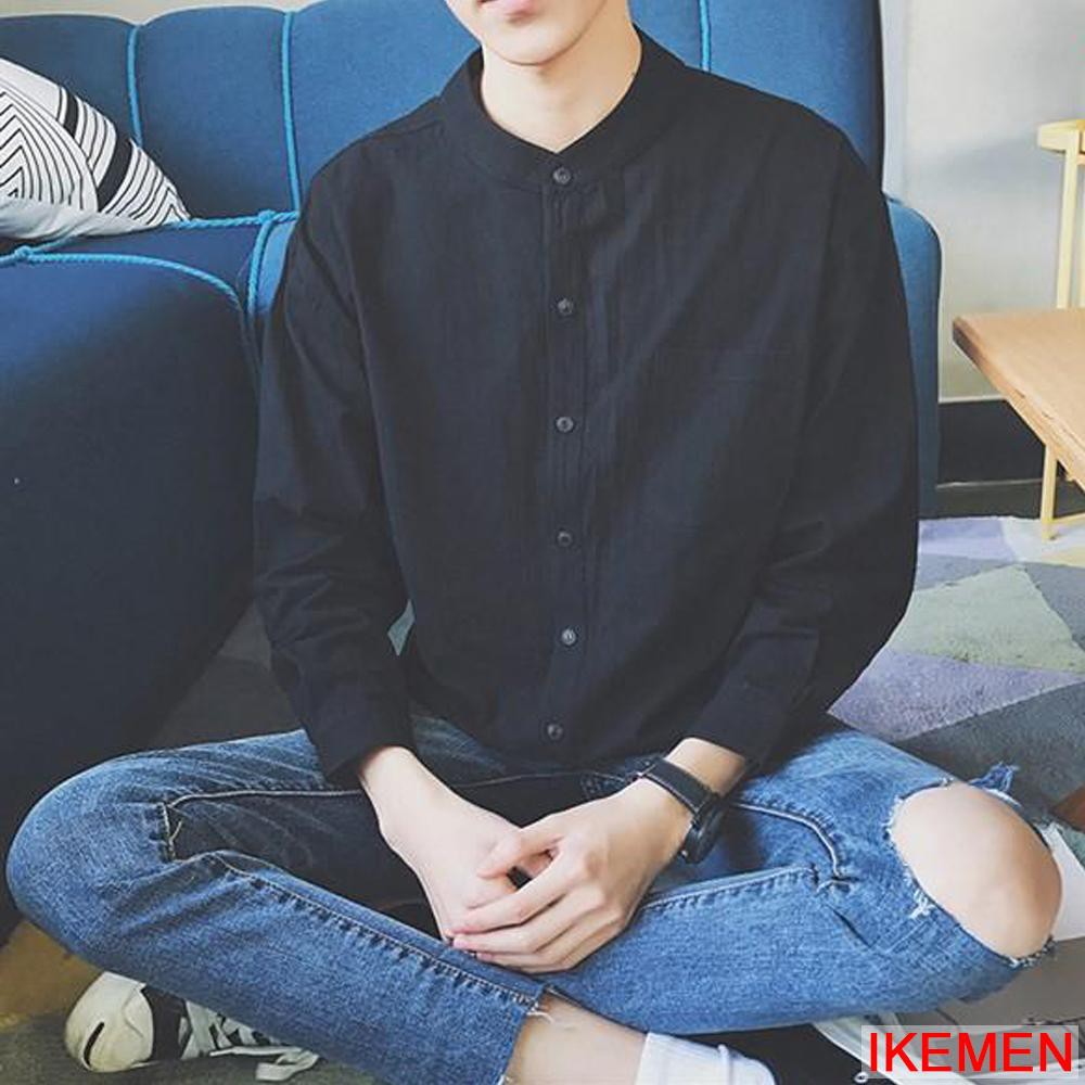 Áo sơ mi nam dài tay CỔ TÀU cao cấp : Chất liệu lụa mềm mịn, không nhăn không xù (SMT) | BigBuy360 - bigbuy360.vn