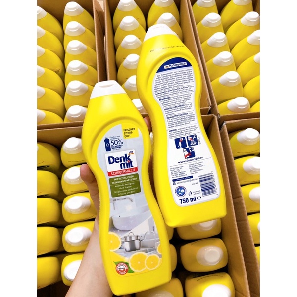Kem tẩy đa năng Denkmit Schuermilch 750ml dùng cho inox, sứ nhà bếp, nhà tắm - hàng nhập khẩu Đức