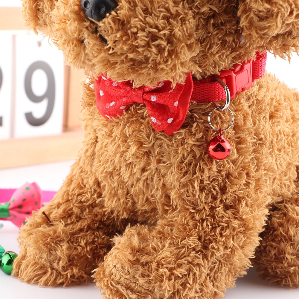 Vòng cổ gắn chuông và nơ có thể điều chỉnh nhiều màu tùy chọn cho thú cưng