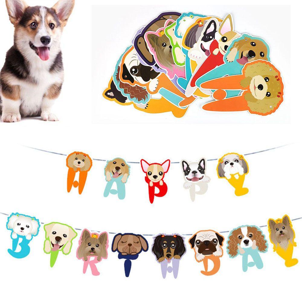 Dây Treo Trang Trí Tiệc Sinh Nhật Hình Chú Chó Màu Ngà Xinh Xắn
