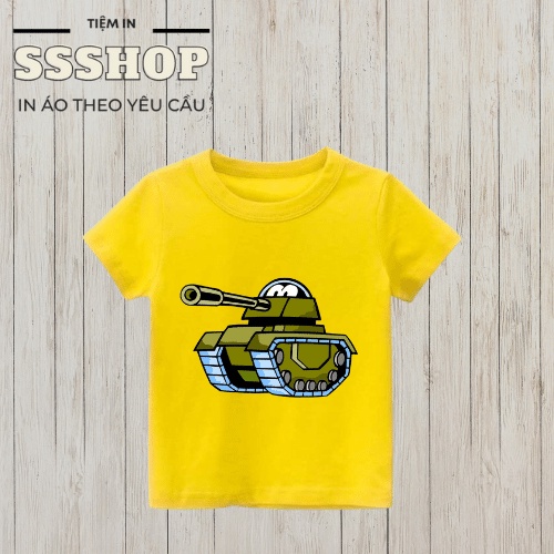 Áo thun bé trai và bé gái in hình hoạt hình Xe Tăng bé siêu cute, chất liệu cotton thoáng mát SSSHOP