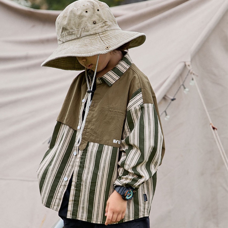 Áo Sơ Mi Dài Tay Họa Tiết Sọc Thời Trang Dành Cho Bé Trai