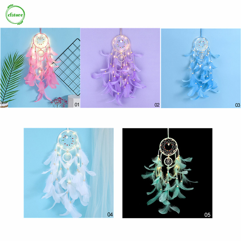 Dream catcher gắn đèn led treo trang trí đẹp mắt