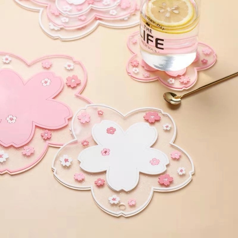 1 Miếng Lót Ly Chống Trượt Cách Nhiệt In Hình Hoa Anh Đào Dễ Thương Phong Cách Nhật Bản Dành Cho Nhà Bếp