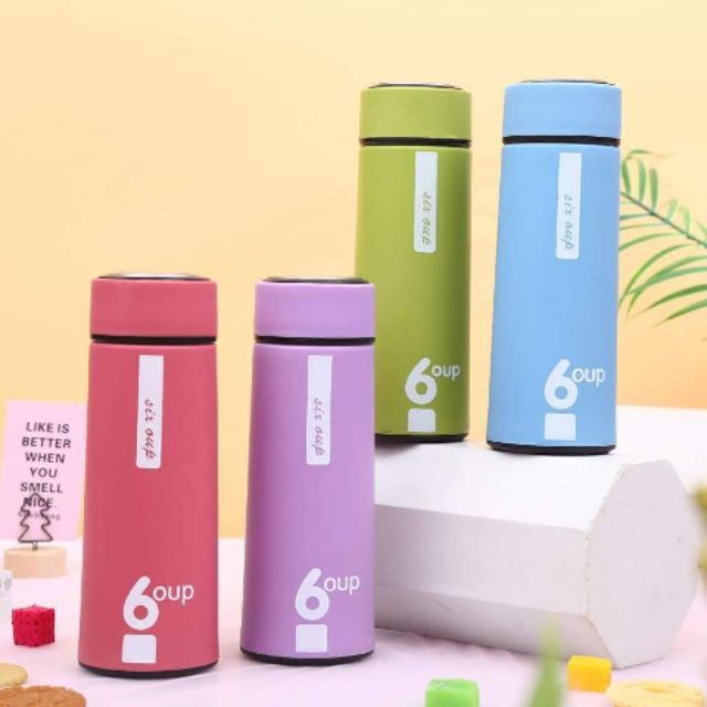 Bình đựng nước lõi thủy tinh bọc nhựa 6oup 450ml có 4 màu (được chọn màu) | BigBuy360 - bigbuy360.vn