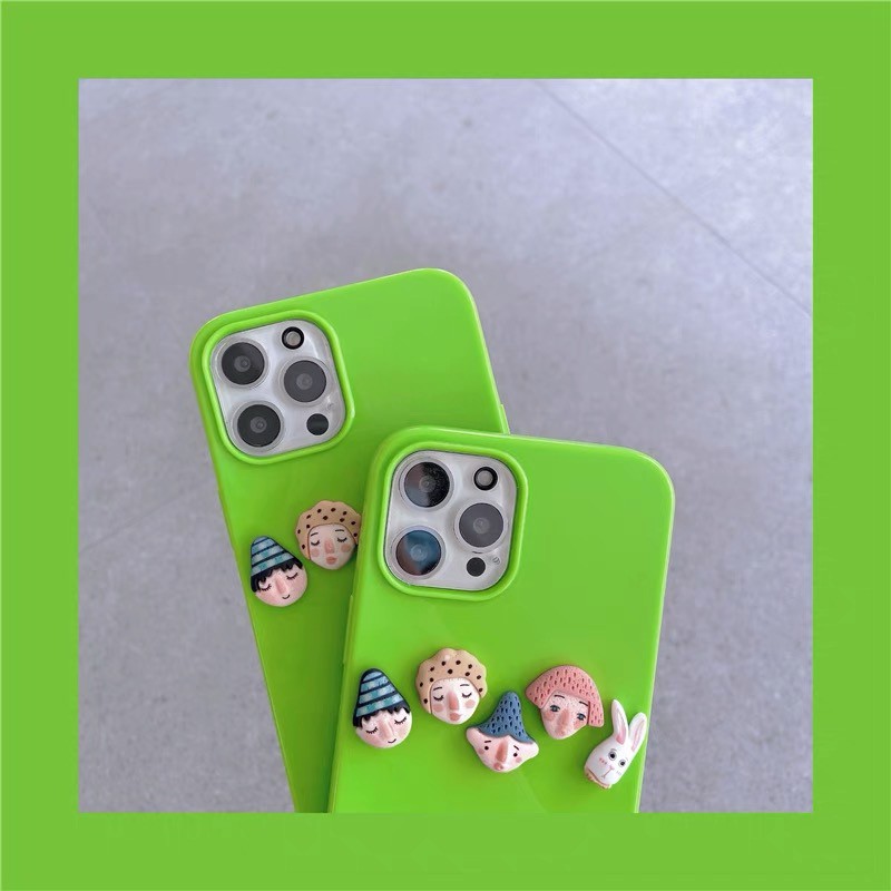 Ốp Điện Thoại tpu Màu Xanh Lá Cây Dễ Thương Cho Iphone 12 11 pro MAX XS MAX XR X 7 8 PLUS