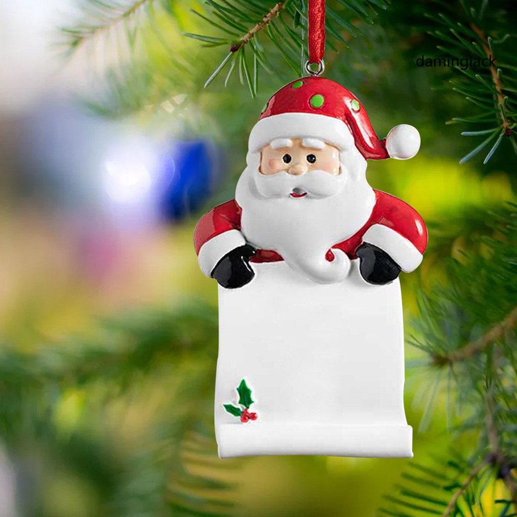 DAMS_Santa Claus Holding Parchment Pattern Christmas Tree Resin Hanging Ornament