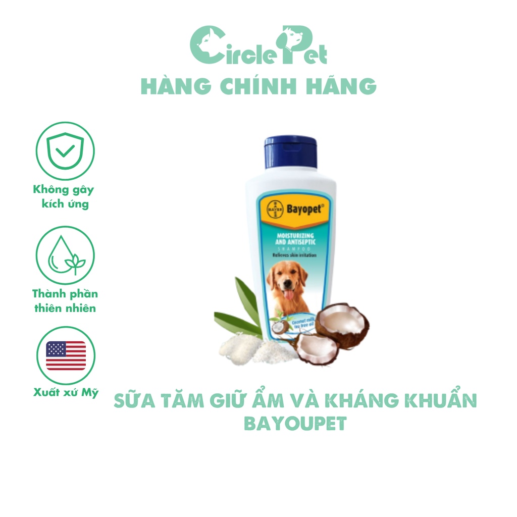 Sữa Tắm Giữ Ẩm Và Kháng Khuẩn Cho Thú Cưng Bayopet 275ml - Circle Pet
