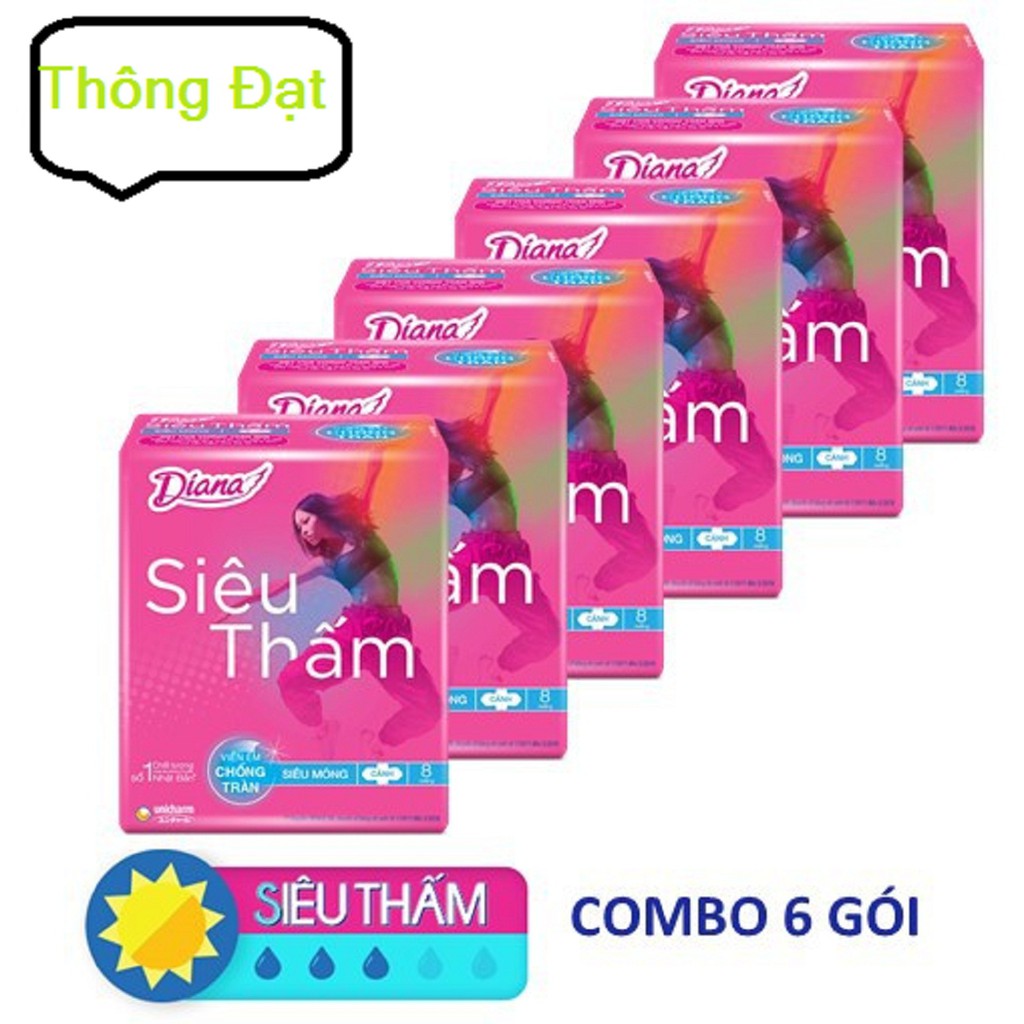 Lốc 6 gói băng vệ sinh Diana siêu thấm SMC