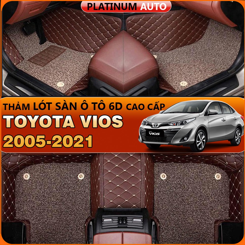 Thảm lót sàn ô tô 6D Toyota Vios 2019-2022, 2014-2018, 2005-2013 da PU cao cấp, không mùi, giảm 20% tiếng ồn
