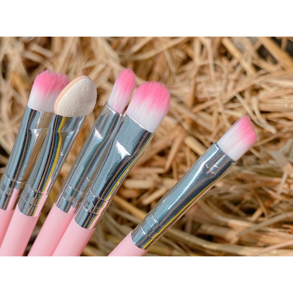 Bộ Cọ Hồng 5 Cây Mini Cơ bản tiện lợi trang điểm lâu trôi Brusher makeup chính hãng nội địa sỉ Kang