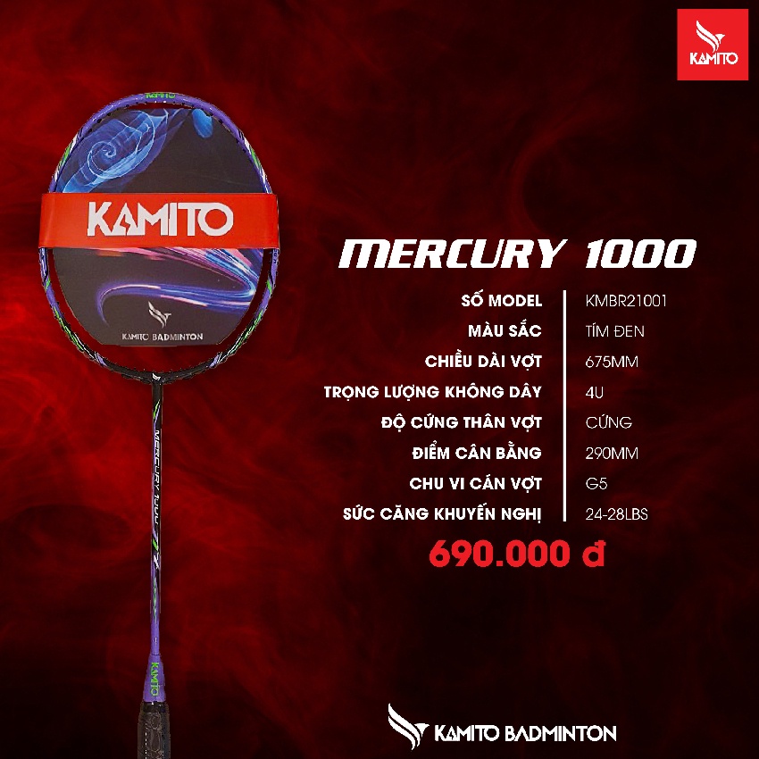 Vợt Cầu Lông MERCURRY 1000 KAMITO Dành Cho Nam Nữ Người Mới Tập Chơi 4U Siêu Bền Giá Rẻ Khuyến Mãi ( Khung Vợt)