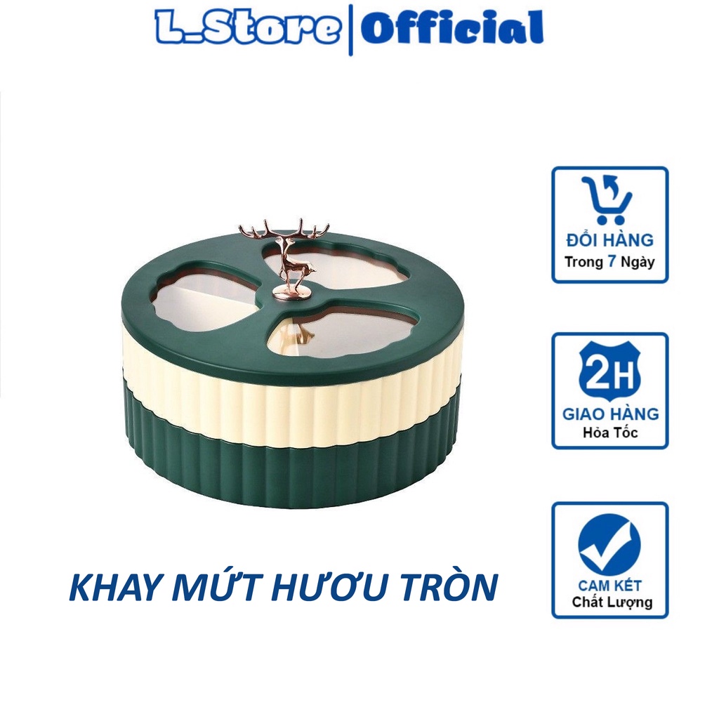 Khay Mứt Tròn Nắp Hươu Hai Tầng Sang Chảnh