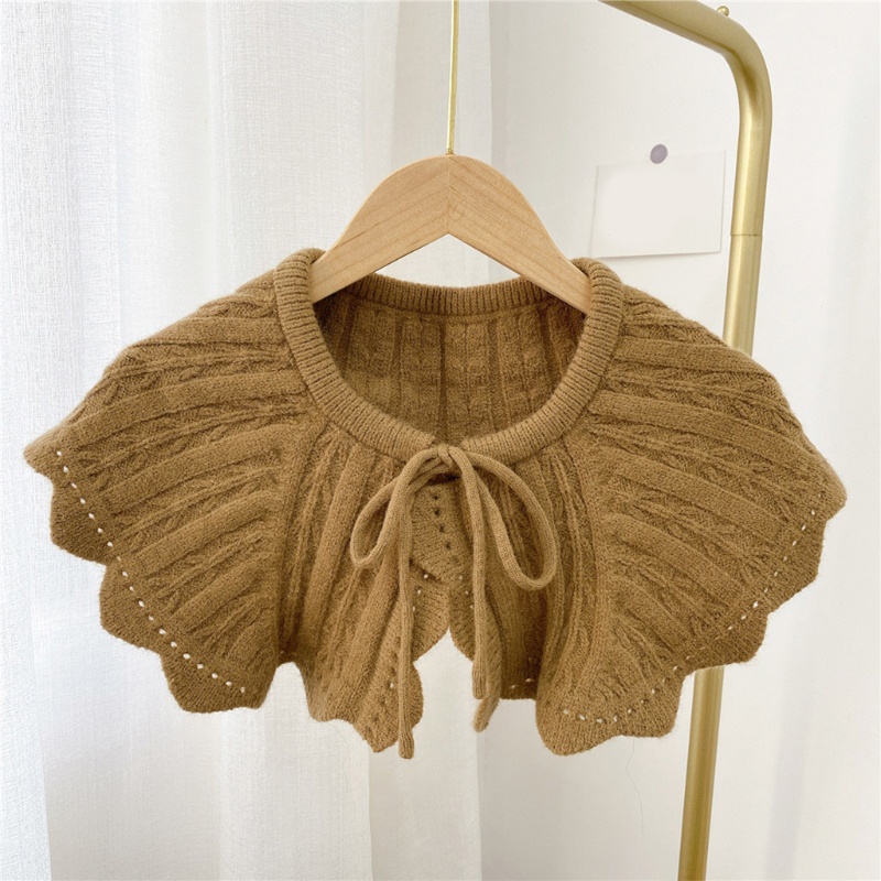 Khăn Choàng Cổ Đan Móc Màu Sắc Trơn Thắt Nơ Họa Tiết Kẻ Sọc Thời Trang Mùa Đông Cho Nữ