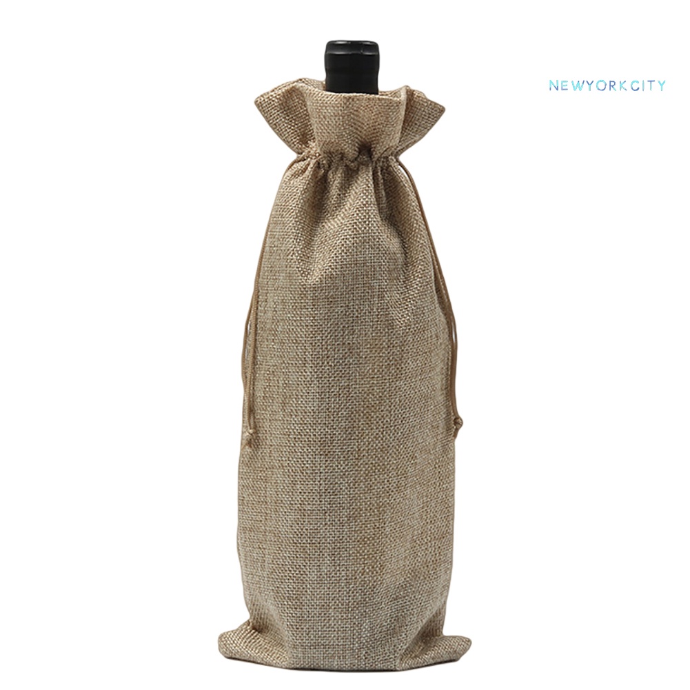 Vỏ Bọc Chai Rượu Bằng Vải Lanh Có Dây Rút Trang Trí Cho Tiệc Cưới