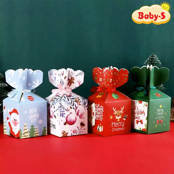 Hộp quà Noel nhỏ xinh khóa tim phối ruy băng phong cách Hàn Quốc ngộ nghĩnh đáng yêu Baby-S – SG004