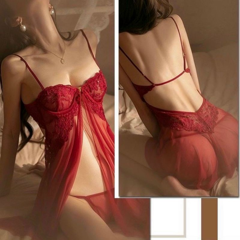 Váy ngủ 2 dây sexy💘FREESHIP💘 Đầm ngủ thiết kế xẻ tà form thướt tha khiến chàng thật tò mò sau lớp váy là gì đấy nàng nhé