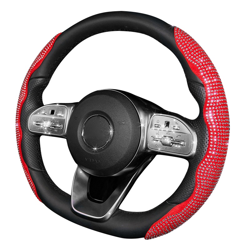 Vỏ Bọc Vô Lăng Xe Hơi 38cm Màu Đỏ Sang Trọng Cho Nữ