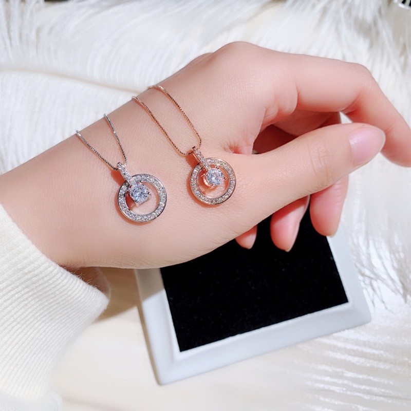 Vòng cổ hợp kim đính đá zircon phong cách thời trang 2 màu tùy chọn
