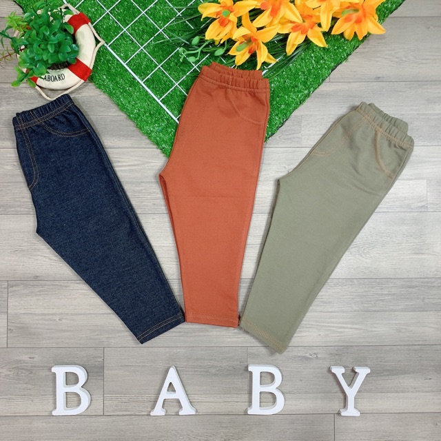 [SỈ 49K] Quần legging giả jean cho bé gái/bé trai co giãn size 10-28kg