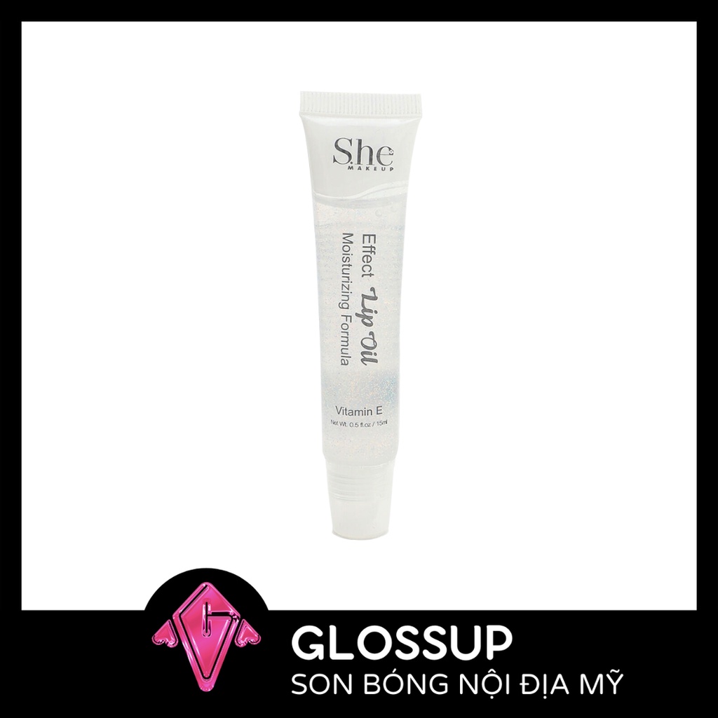 Son bóng không màu có nhũ kim tuyến lấp lánh SHE Glitter Clear Lipgloss dạng tuýp 15ml