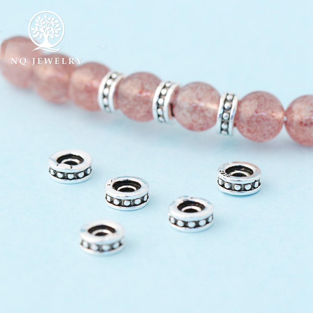 Charm bạc chặn hạt họa tiết