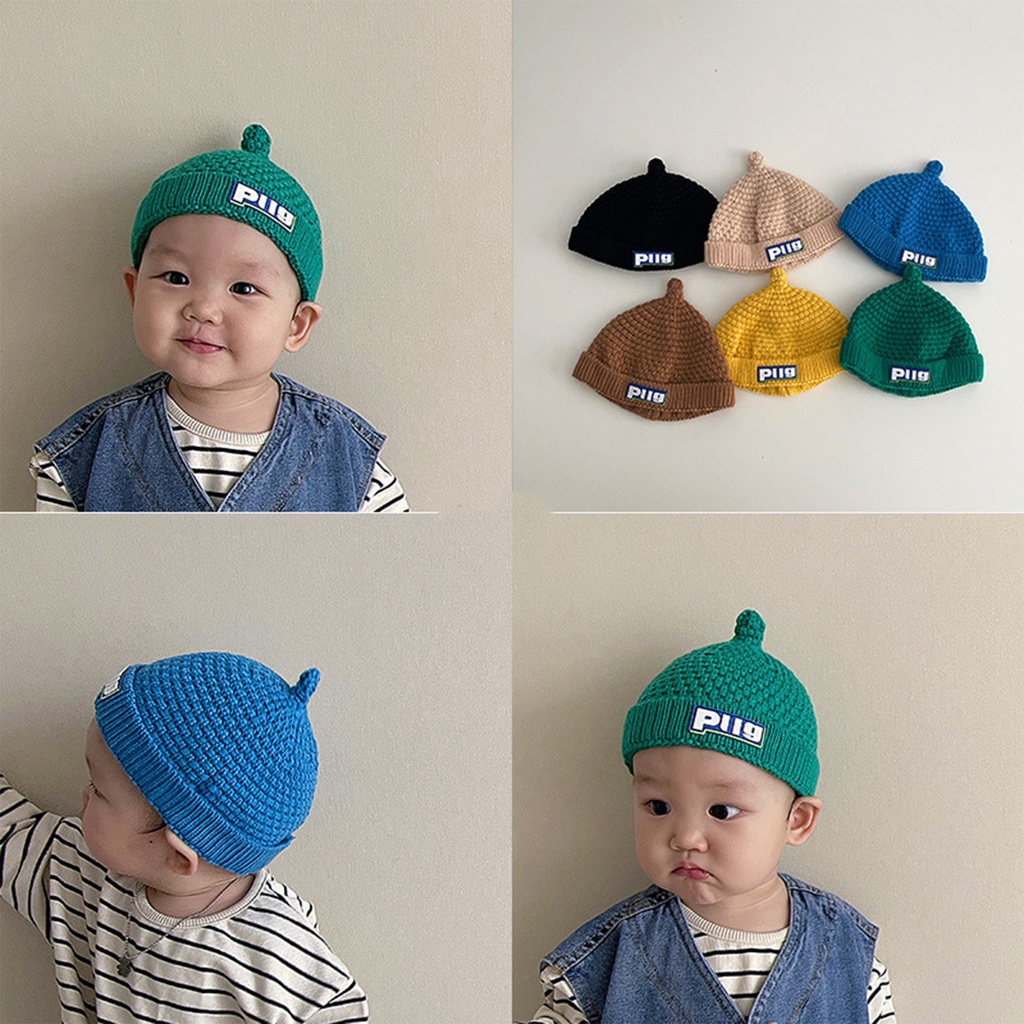 Mũ beanie cotton dệt kim chữ cái thoải mái xinh xắn dành cho trẻ em