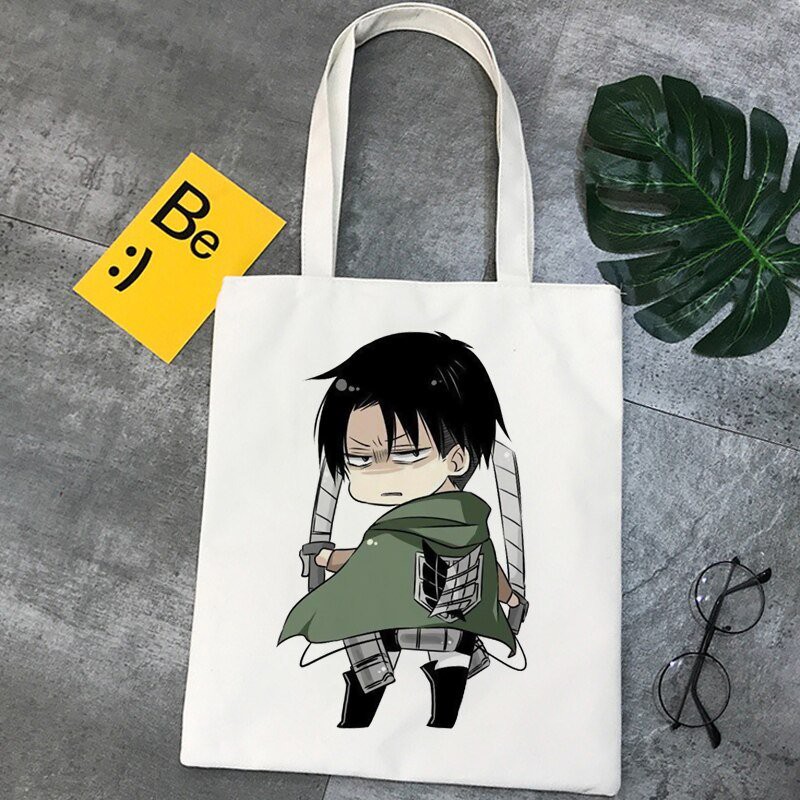 Túi tote vải trắng đeo vai in hình ATTACK ON TITAN ĐẠI CHIẾN TITAN anime chibi