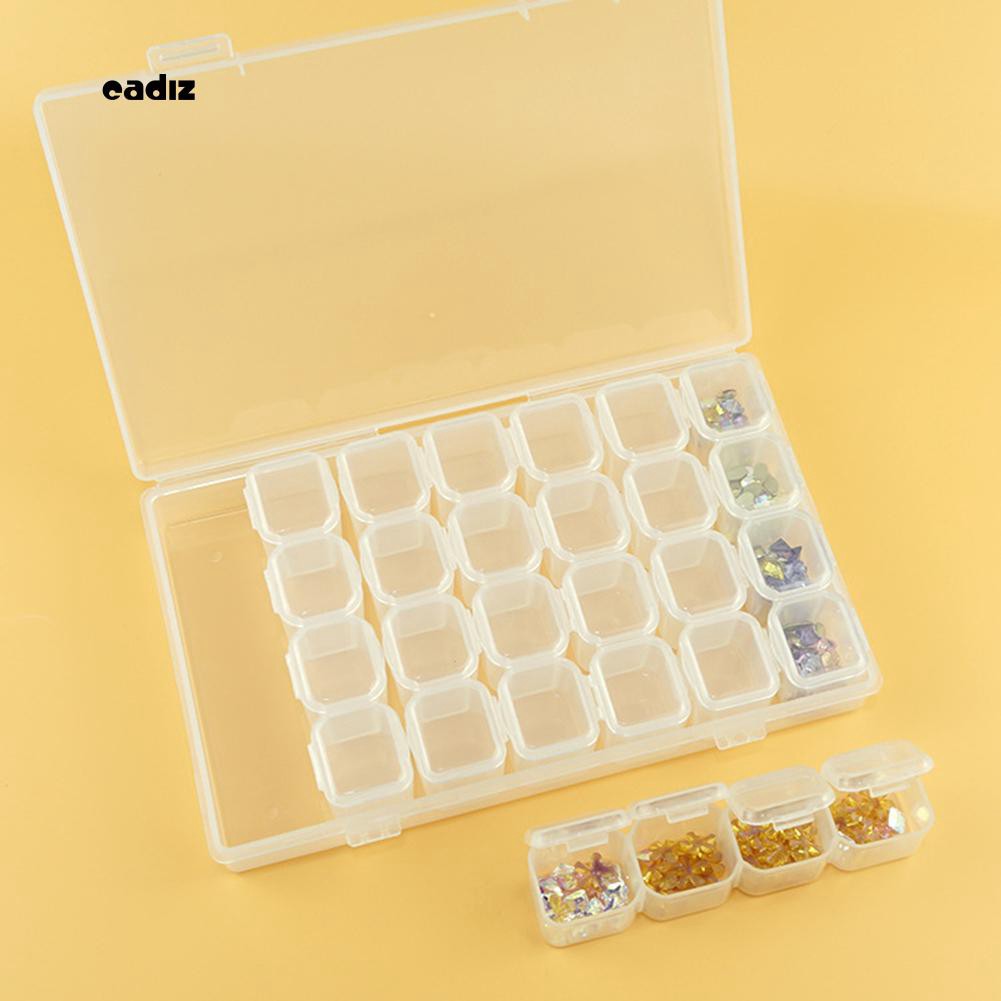 Hộp nhựa 28 ngăn đựng phụ kiện trang trí móng tay chuyên dụng