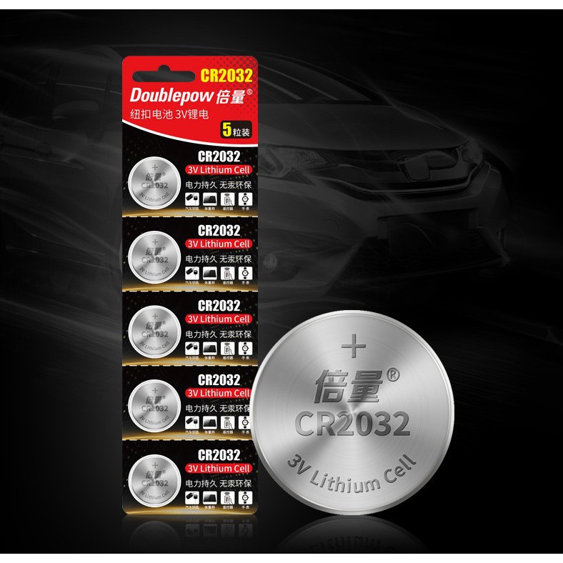 Vỉ 05 Pin nút CR 2032 3V 220mAh (Vỉ 5pin) dung lượng cao Doublepow Pin đồng hồ kỹ thuật số, chìa khóa xe, bút laser