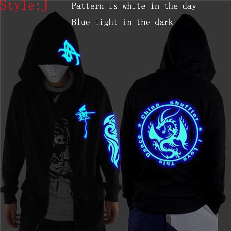 Áo hoodies tay dài in họa tiết sói màu dạ quang thời trang cá tính