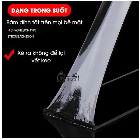 Cuộn băng keo nano 2 mặt trong suốt cao cấp chịu lực chịu nhiệt tốt