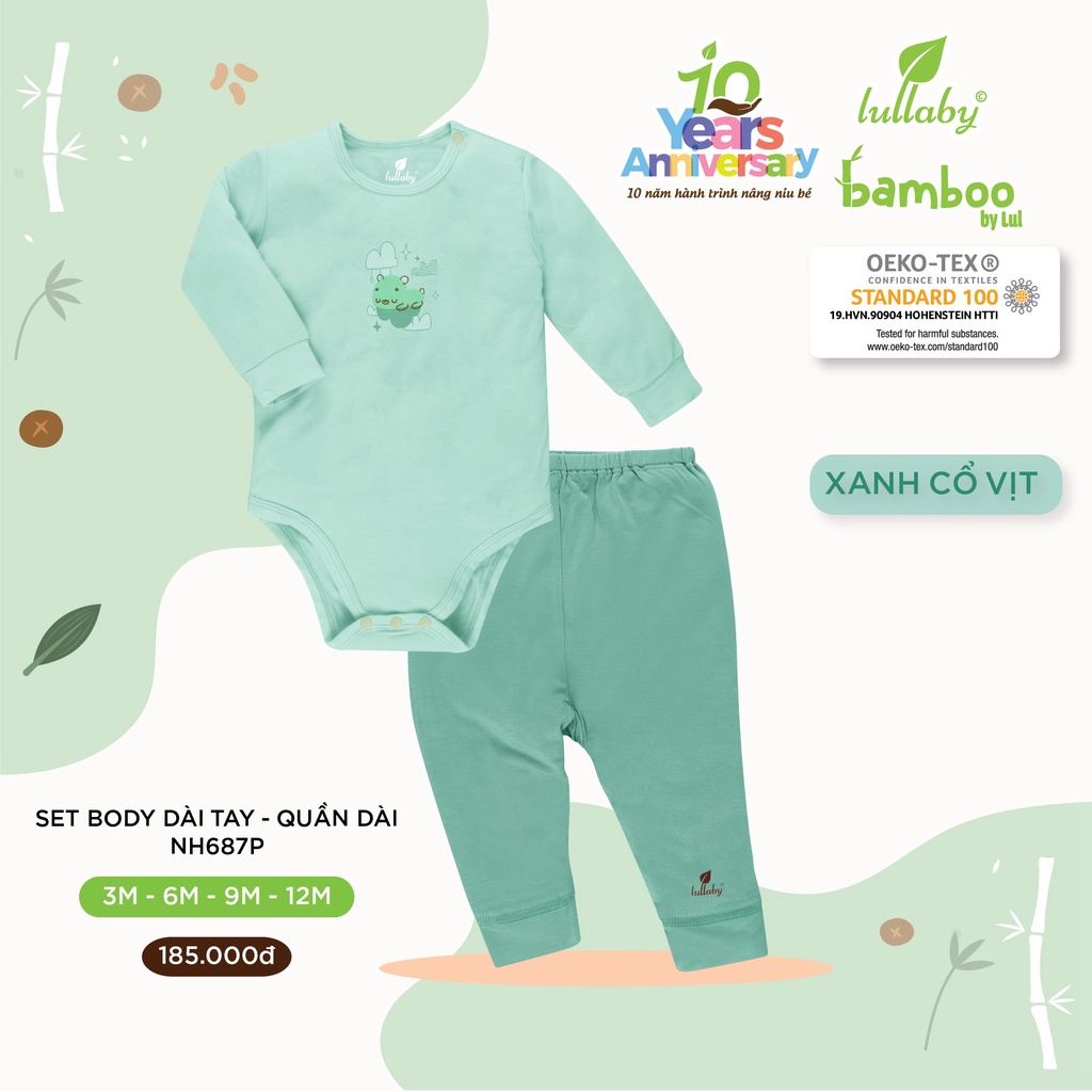 Set body dài tay quần dài chất sợi tre Lullaby NH687P