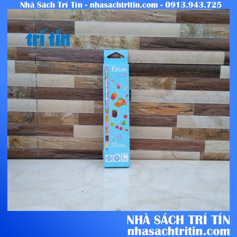 CHÌ GỖ SƠN MÀU 2B ERAS, MÀU SẮC BẮT MẮT CHÌ KHÔNG BỤI KHÔNG GÃY CHÌ KHI GỌT