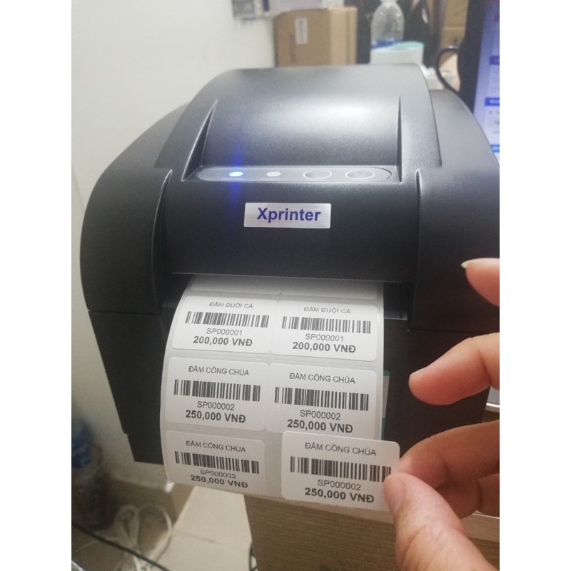 XPrinter 350B Máy in tem nhãn phụ, tem trà sữa, mã vận đơn, Máy in mã vạch Xprinter 350b in tem, in đơn hàng shopee,tmdt