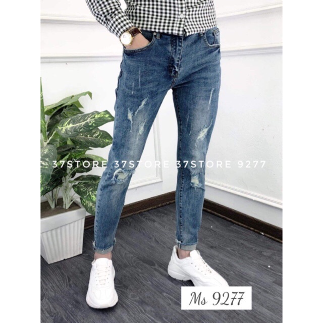 Quần jean nam cào nhẹ lai cắt cá tính