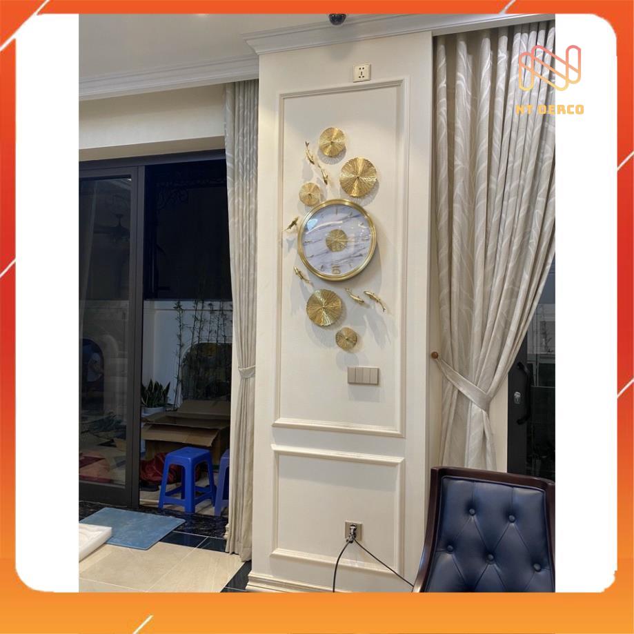 Derco Trang Trí, Đồng Hồ Treo Tường, Đồng Hồ Trang Trí Decor Cá Đồng Cao Cấp mã c16