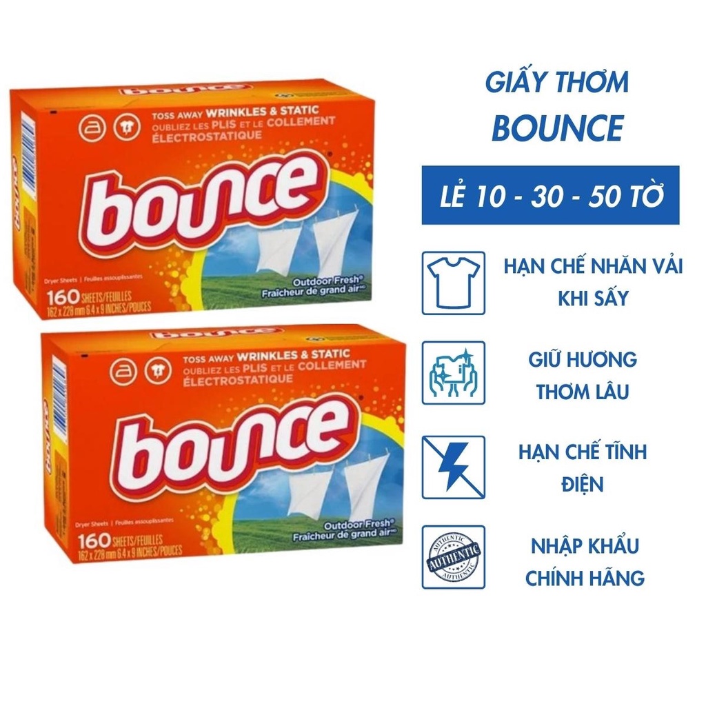 [Tách lẻ] Giấy Thơm Quần Áo Bounce - Hàng MỸ