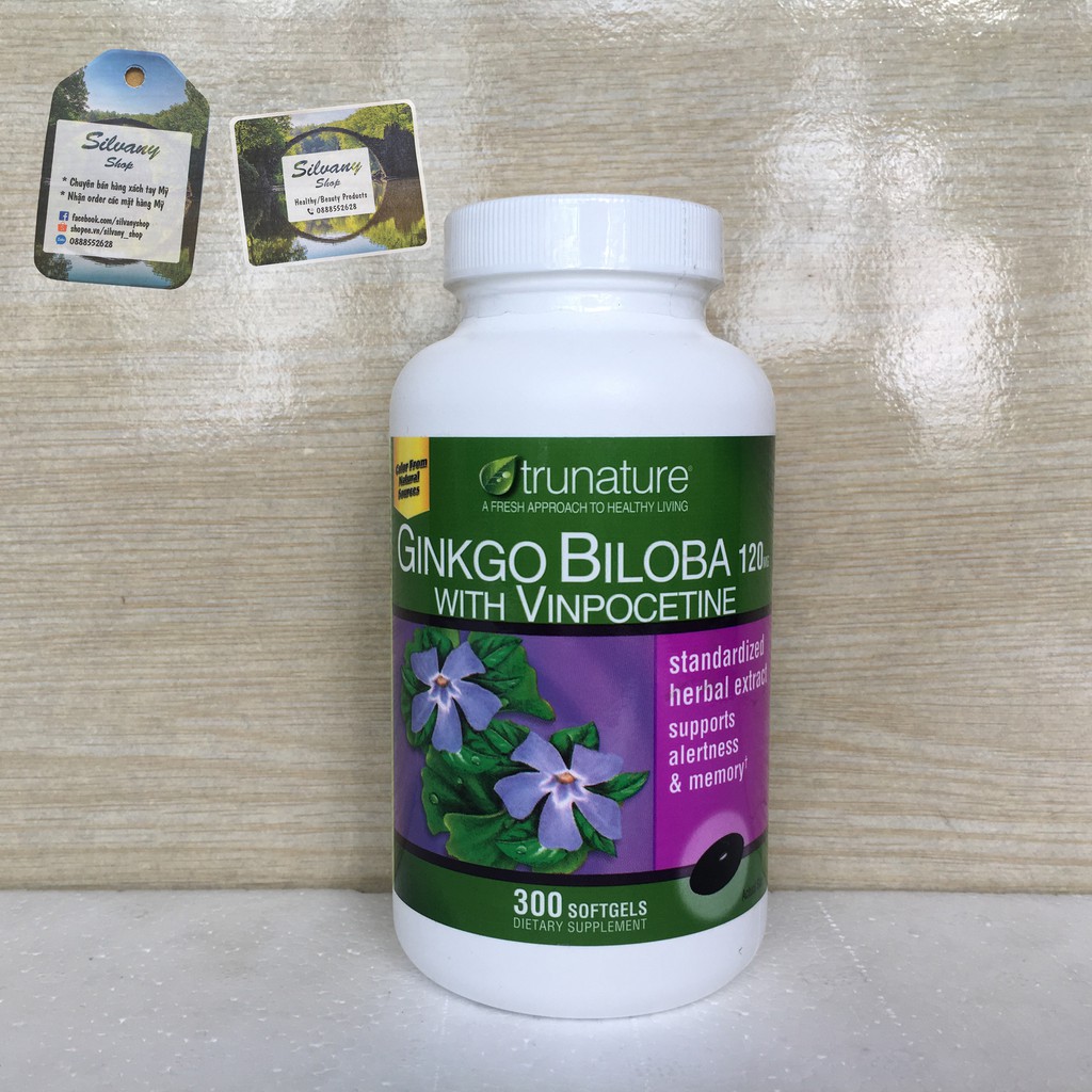 Ginkgo Biloba 120mg Trunature - Hoạt huyết dưỡng não - 300 viên