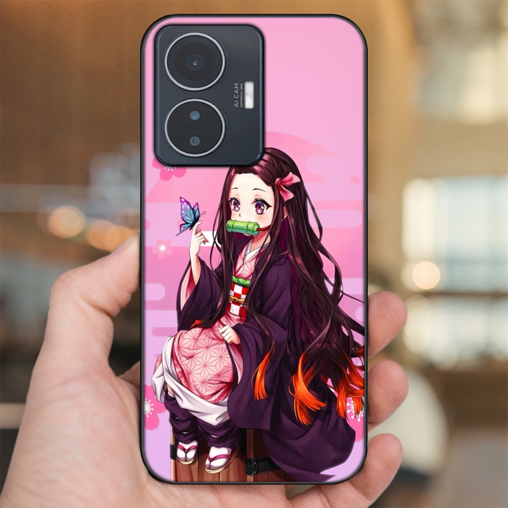 Ốp lưng Vivo Y55 2022 viền đen in hình Nezuko Kimetsu no Yaiba