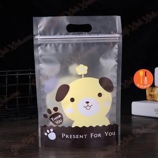10 túi / 50 Túi zip lock cún nâu khóa kéo đựng bánh kẹo 23cm