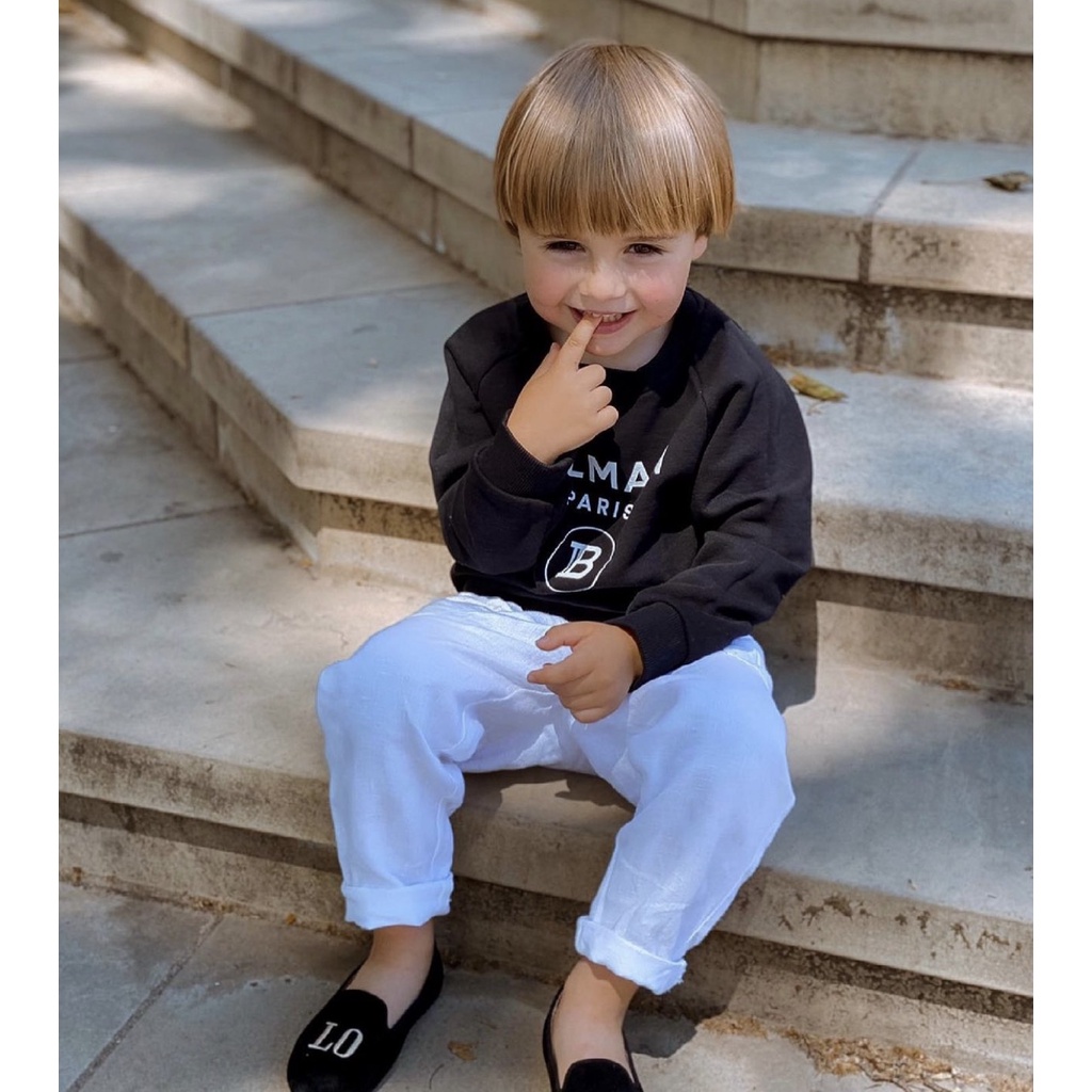 Áo nỉ sweater Ballmain cho bé , áo cổ tròn trẻ em unisex ,Kid_GenZ