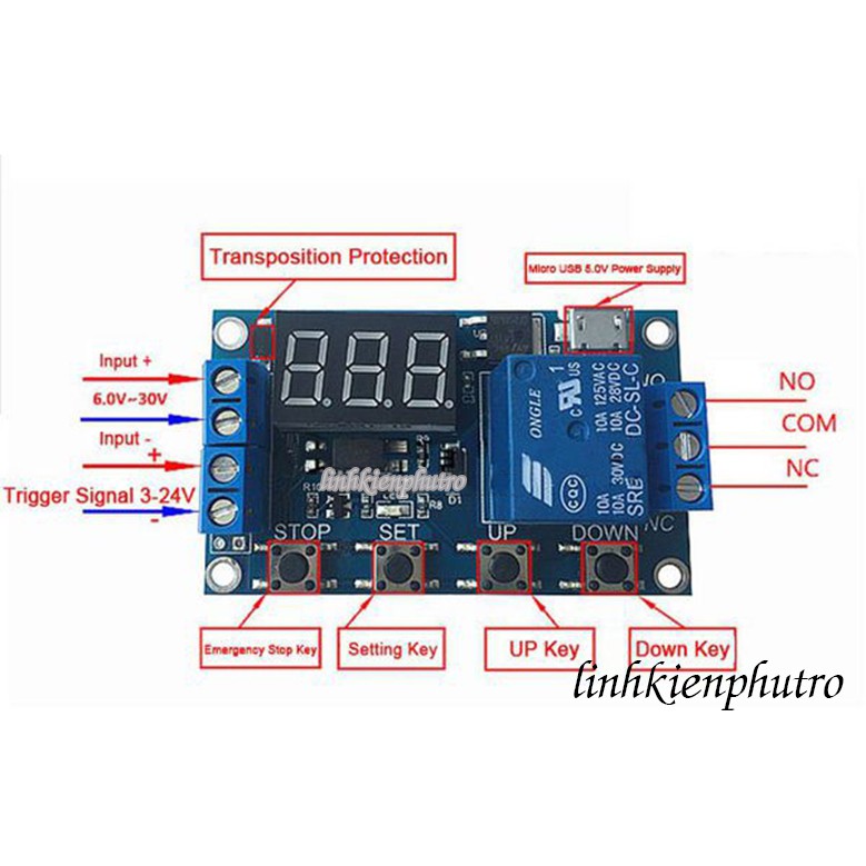 Mạch tạo trễ theo chu kỳ đóng ngắt relay 0 giây - 999 phút